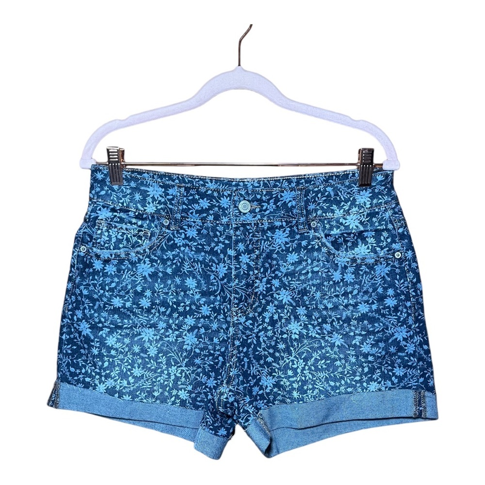 TIME AND TRU Mid Rise Floral Denim Shorts 8 NWOT